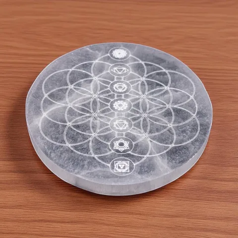 Seleniet Oplaadsteen Rond (Chakra's) 14cm