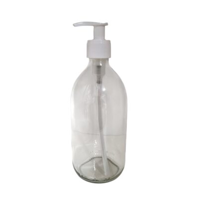 Glazen pomp fles | Helder glas | div. inhoud & kleur