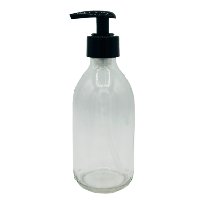 Glazen pomp fles | Helder glas | div. inhoud & kleur