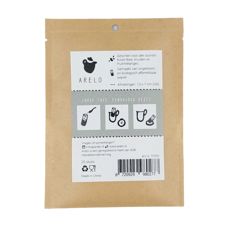 Arelo | Papieren theefilterzakjes | 25 stuks