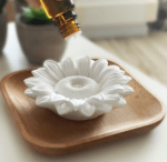 Geursteen met houten onderlegger - Zonnebloem