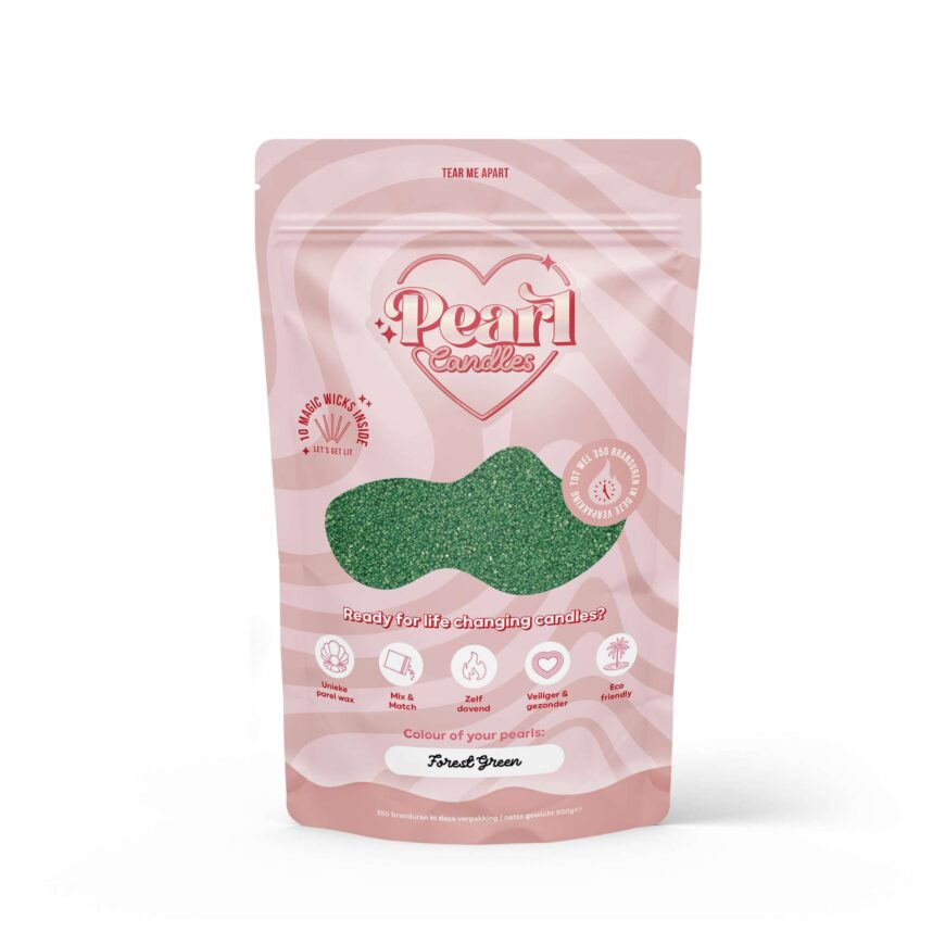 Pearl Candle | Forest green | 500 gram en 5 lonten
