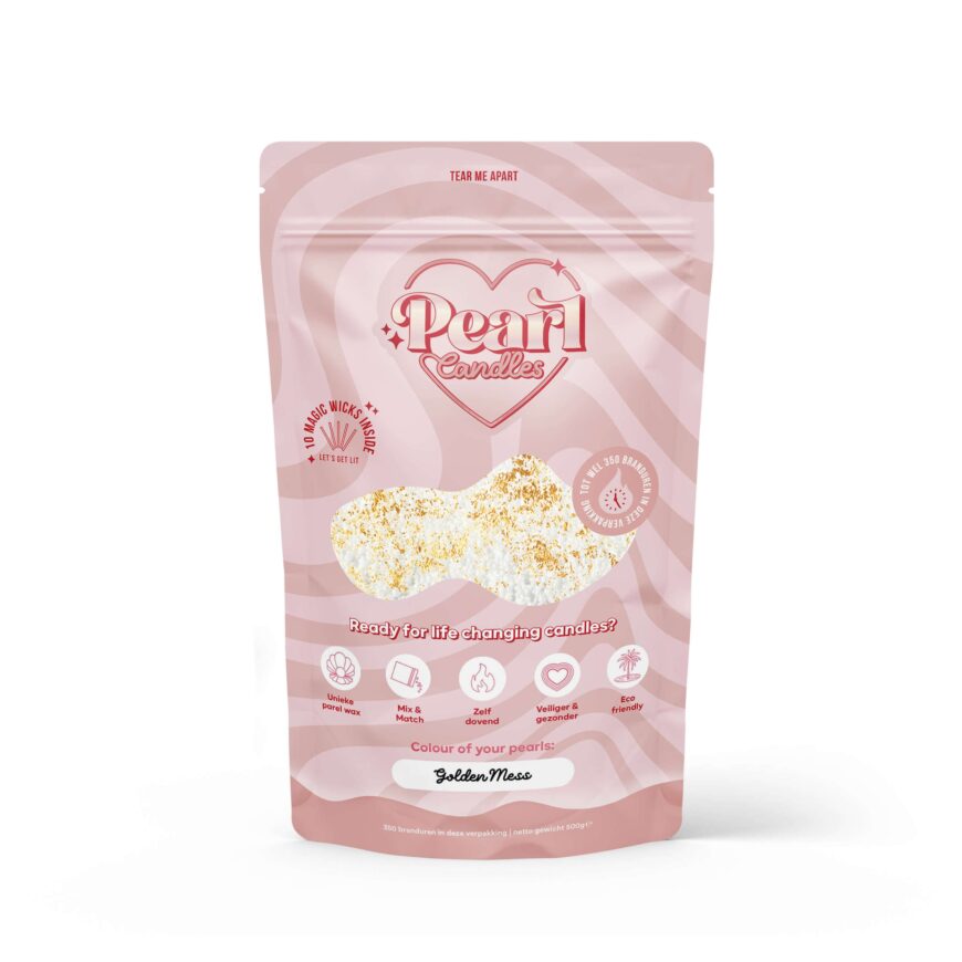 Pearl Candle | Golden Mess | 500 gram Pearls en 5 lonten Pearl Candle | Golden Mess | 500 gram Pearls en 5 lonten