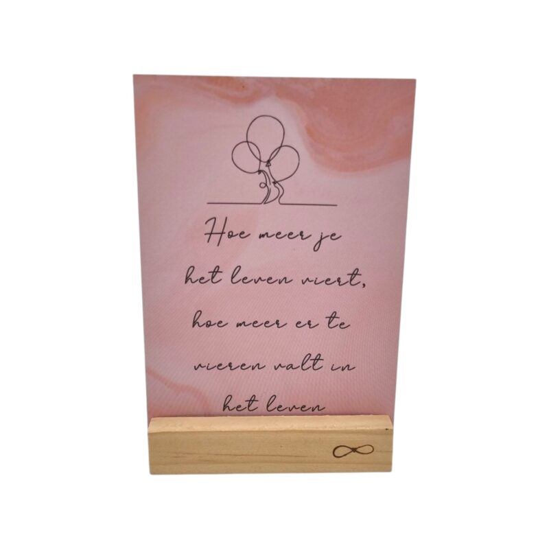 Kaart Vier het leven quote A6