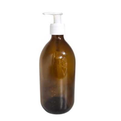 Glazen pomp fles | Amber glas | div. inhoud & kleur