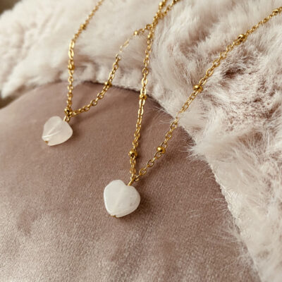 Typisch Shanna | Edelsteenketting | Rozenkwarts hartje