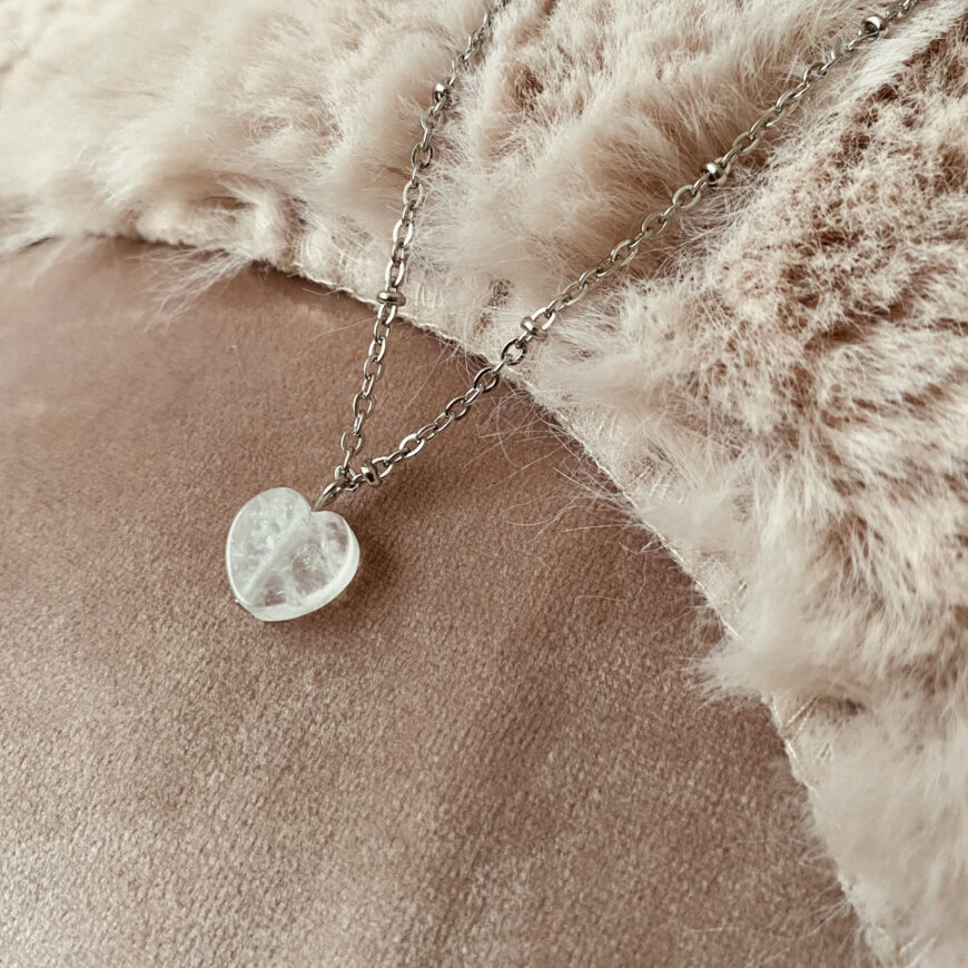 Typisch Shanna | Edelsteenketting | Bergkristal hartje