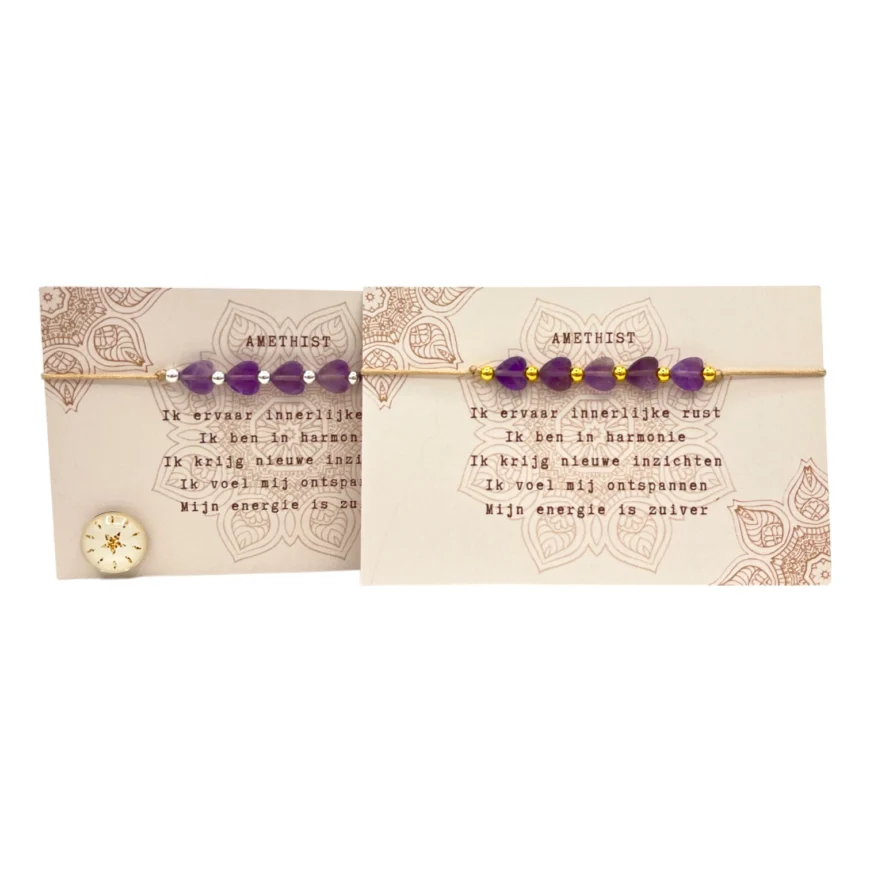 Typisch Shanna | Edelsteen armbandje | Hartjes Amethist Typisch Shanna | Edelsteen armbandje | Hartjes Amethist