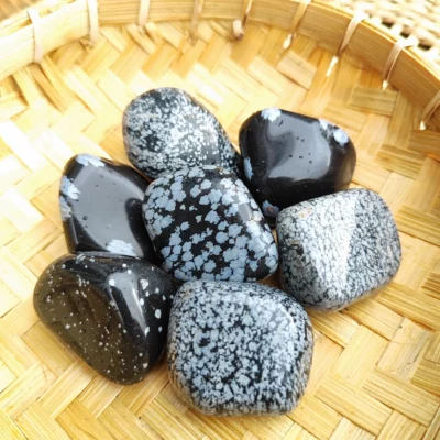 Obsidiaan Sneeuwvlok knuffelsteen