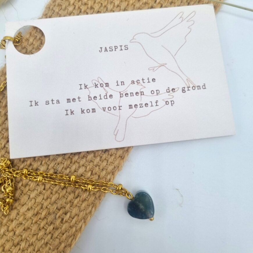 Typisch Shanna | Edelsteenketting | Groene Jaspis hartje