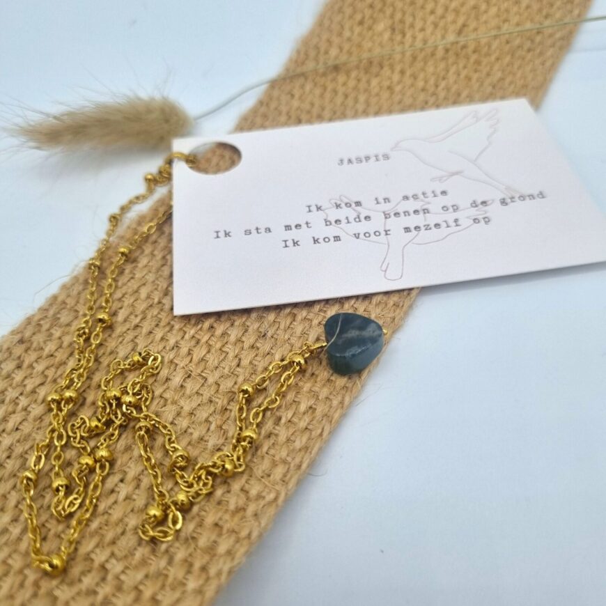 Typisch Shanna | Edelsteenketting | Groene Jaspis hartje