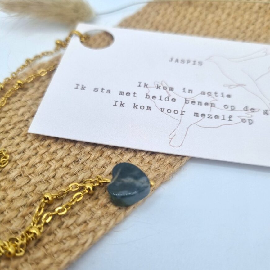 Typisch Shanna | Edelsteenketting | Groene Jaspis hartje
