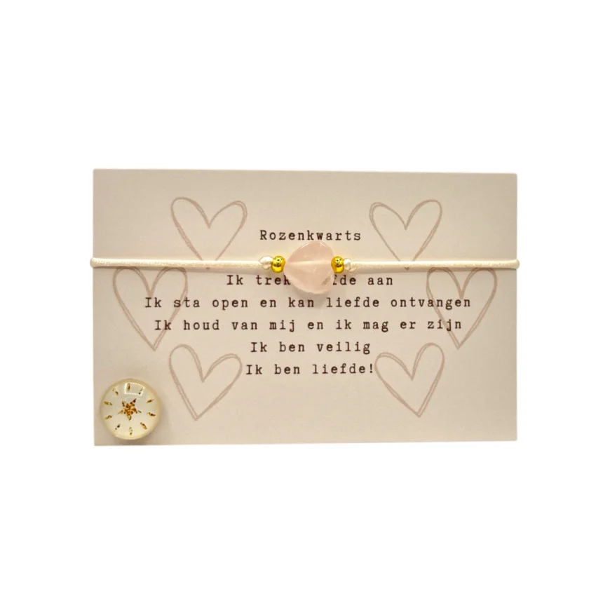Typisch Shanna | Edelsteen armbandje | Hartje Rozenkwarts Typisch Shanna | Edelsteen armbandje | Hartje Rozenkwarts