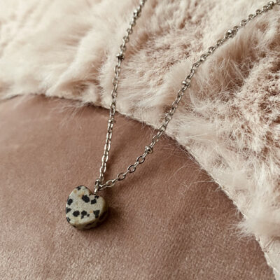 Typisch Shanna edelsteen ketting dalmatier jaspis zilver