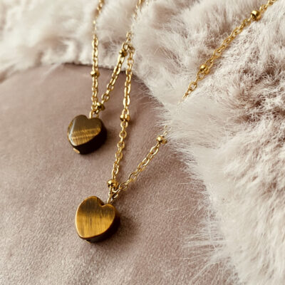 Typisch Shanna | Edelsteenketting | Tijgeroog hartje