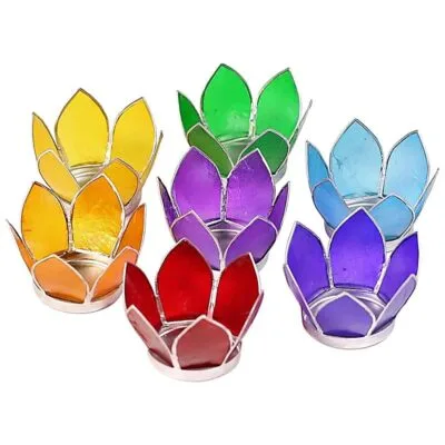 Lotus Sfeerlicht | Set van 7 Chakra’s | Klein | Zilverrand