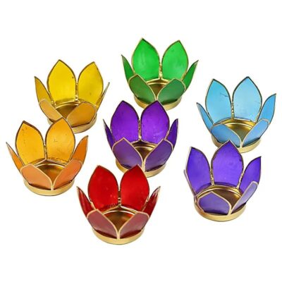 Lotus sfeerlicht | Set van 7 Chakra's Klein Goudrand