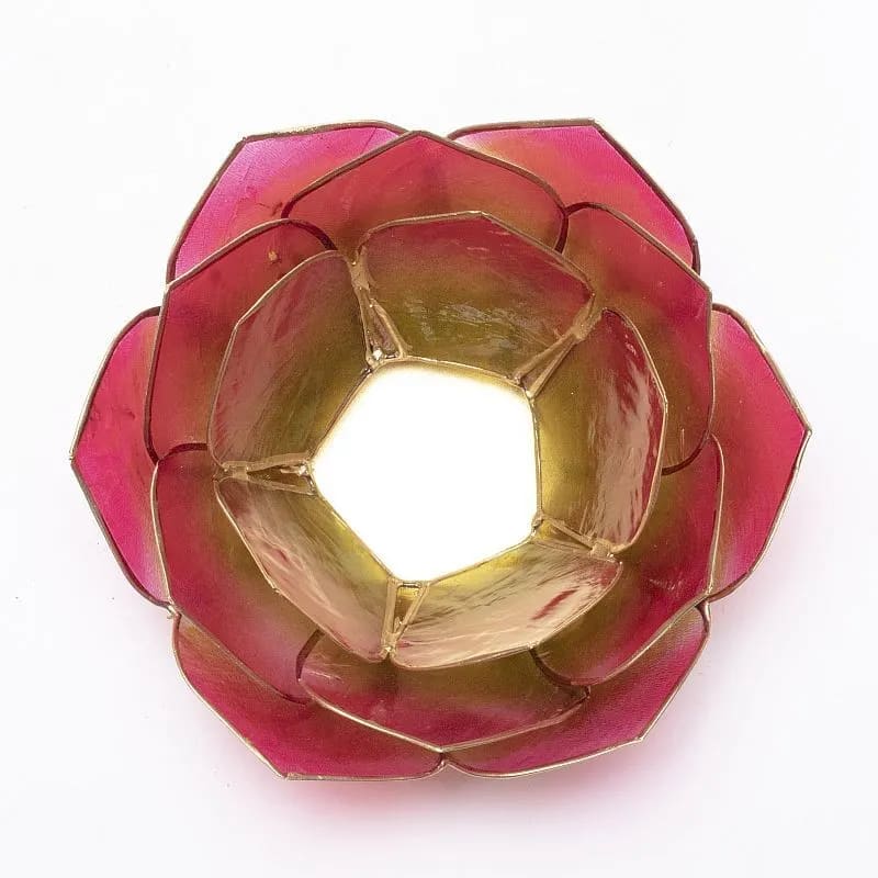 Lotus sfeerlicht | Bladvorm Roze/Groen Goudrand