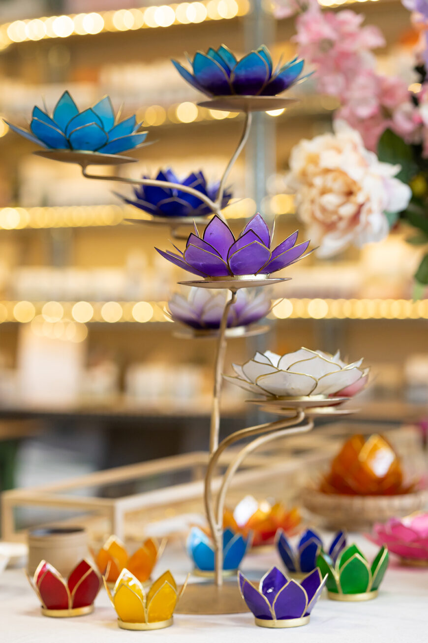 Lotus sfeerlicht | Set van 7 Chakra's Klein Zilverrand