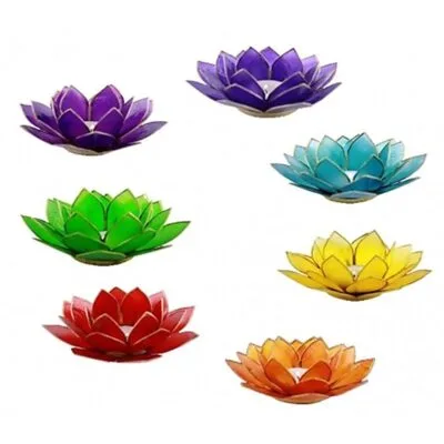 Lotus sfeerlicht | Set van 7 Chakra's Goudrand