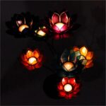 Set van Lotus Display + 7 Chakra Sfeerlichten Goudrand
