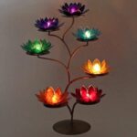 Set van Lotus Display + 7 Chakra Sfeerlichten Goudrand