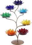 Set van Lotus Display + 7 Chakra Sfeerlichten Zilverrand