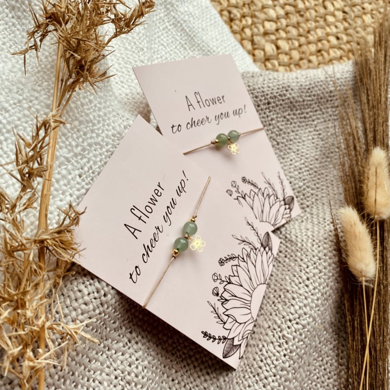 Typisch Shanna | Edelsteen armbandje met postcard | A Flower To Cheer You Up
