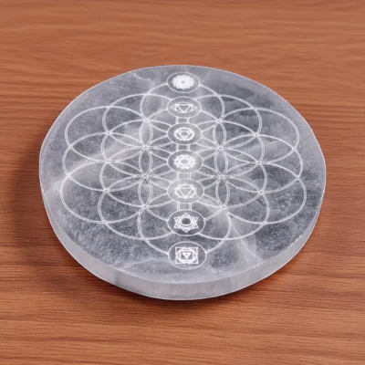 Seleniet Oplaadsteen Rond (Chakra's) 14cm