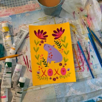 Kirsten Blom Ansichtkaart Hugs And Kisses A6 Ontwerpfase