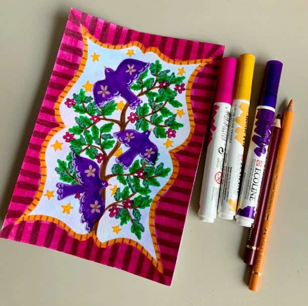 Ansichtkaart Vogels A6