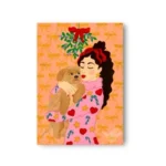 Dubbele Kerstkaart Mistletoe Hug