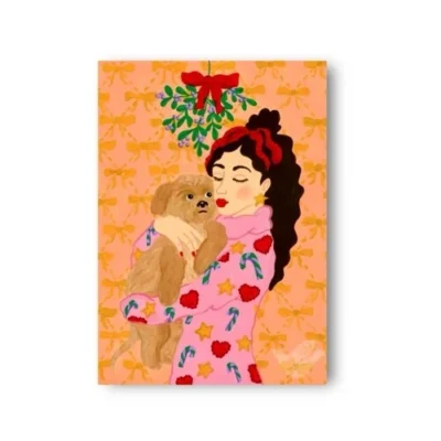 Dubbele kerstkaart met envelop Mistletoe Hug