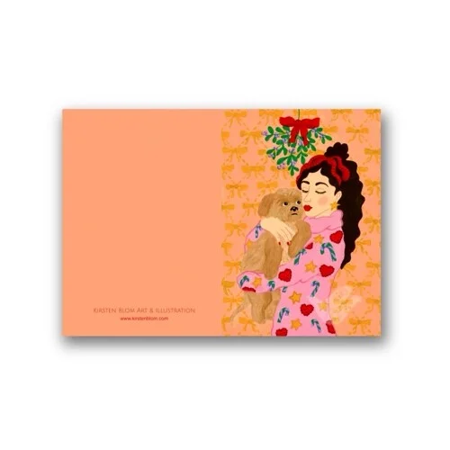 Dubbele Kerstkaart Mistletoe Hug