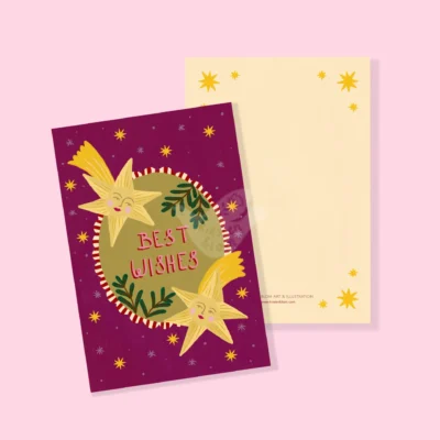 Kirsten Blom Enkele Kerstkaart Best Wishes A6 voorkant en achterkant